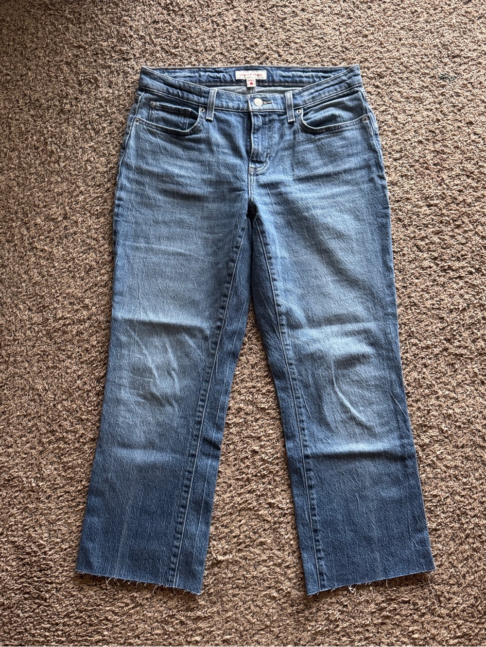 Lucky Brand Easy Rider Boot Raw Hem Medium Wash Denim Jeans Women's 8